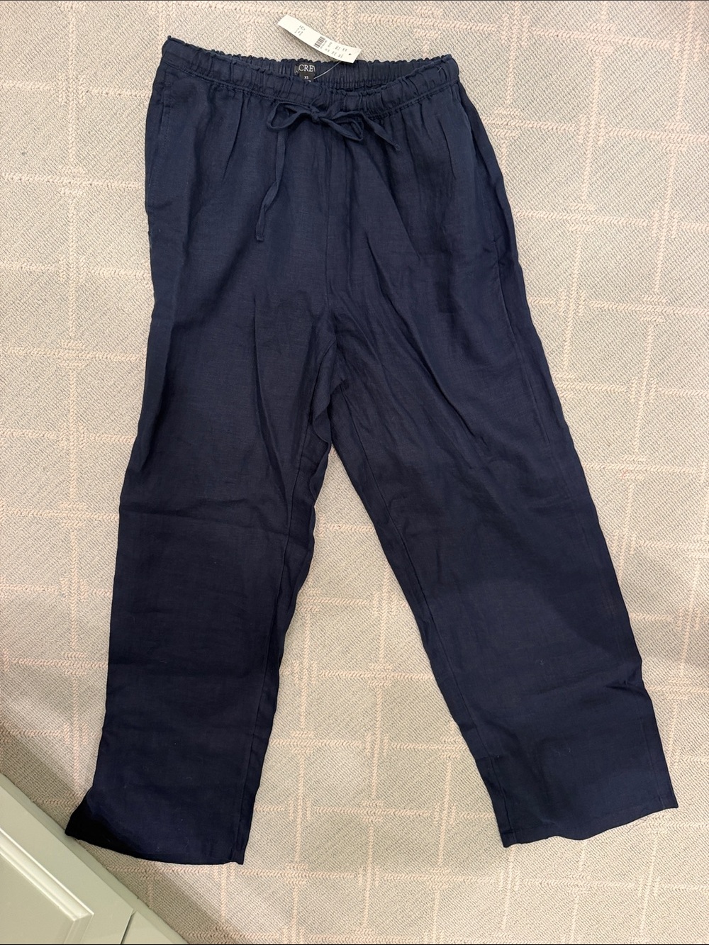 J. Crew Women's Navy Drawstring Linen-Blend Joggers